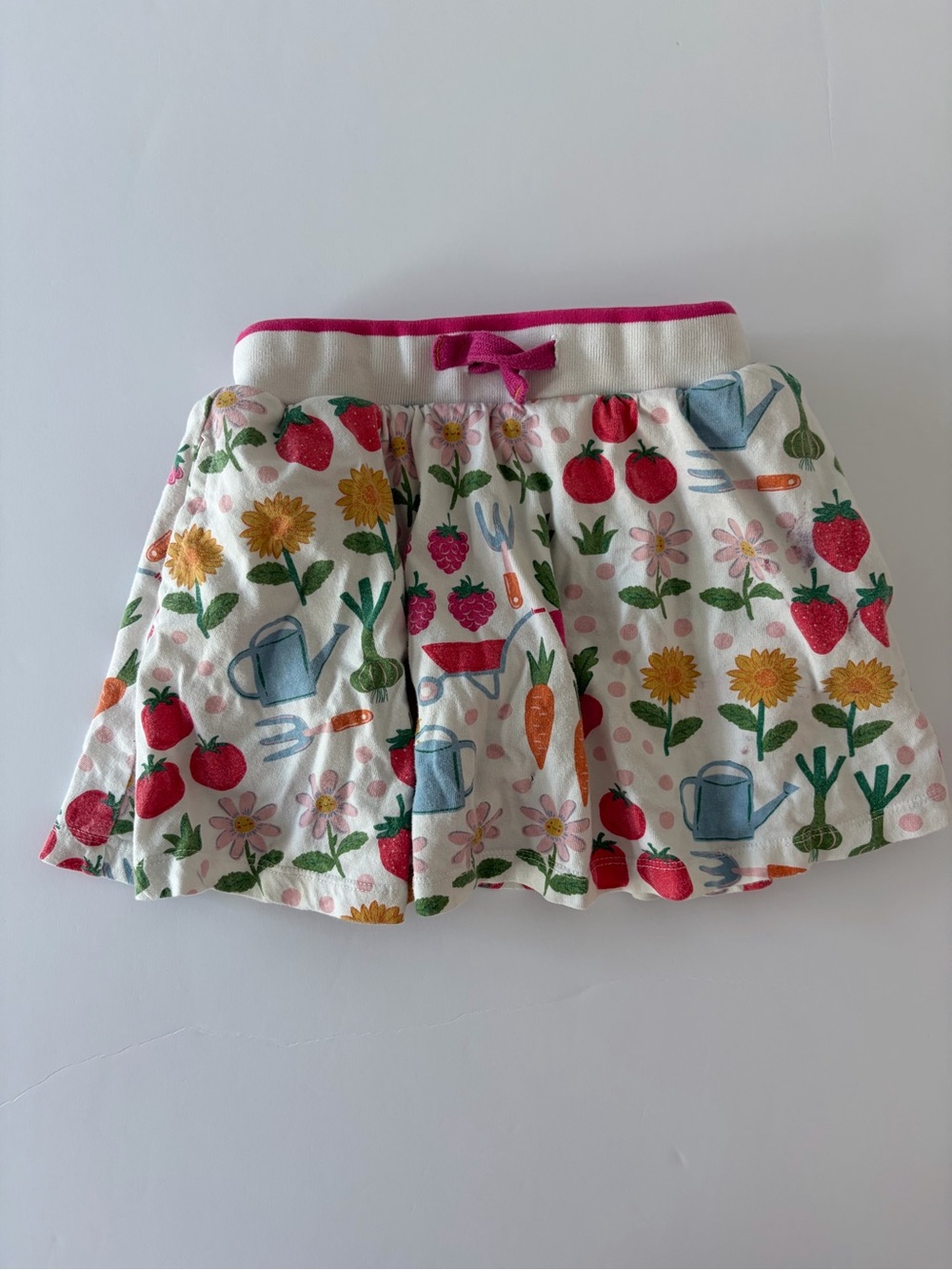 Mini Boden Girls Garden Theme Cotton Skirt with Shorts Size 6-7Y Play Condition